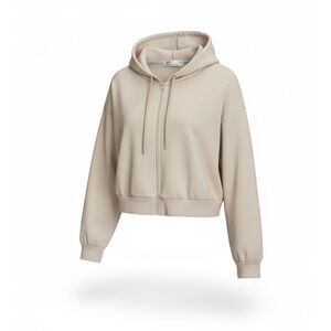 Roma Concept by Rosee Zip Up Cropped Fleece Hoodie Sweatshirt Cream Size 2X